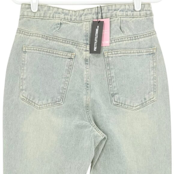 Pretty Little Thing Womens Seam Detail Front Flare Leg Blue Denim Jeans Sz 6 NWT - Picture 4 of 11